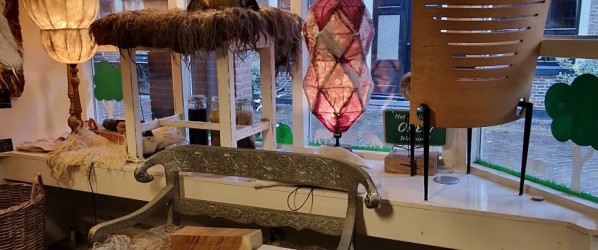 Kerstboom lamp geplaatst in de etalage