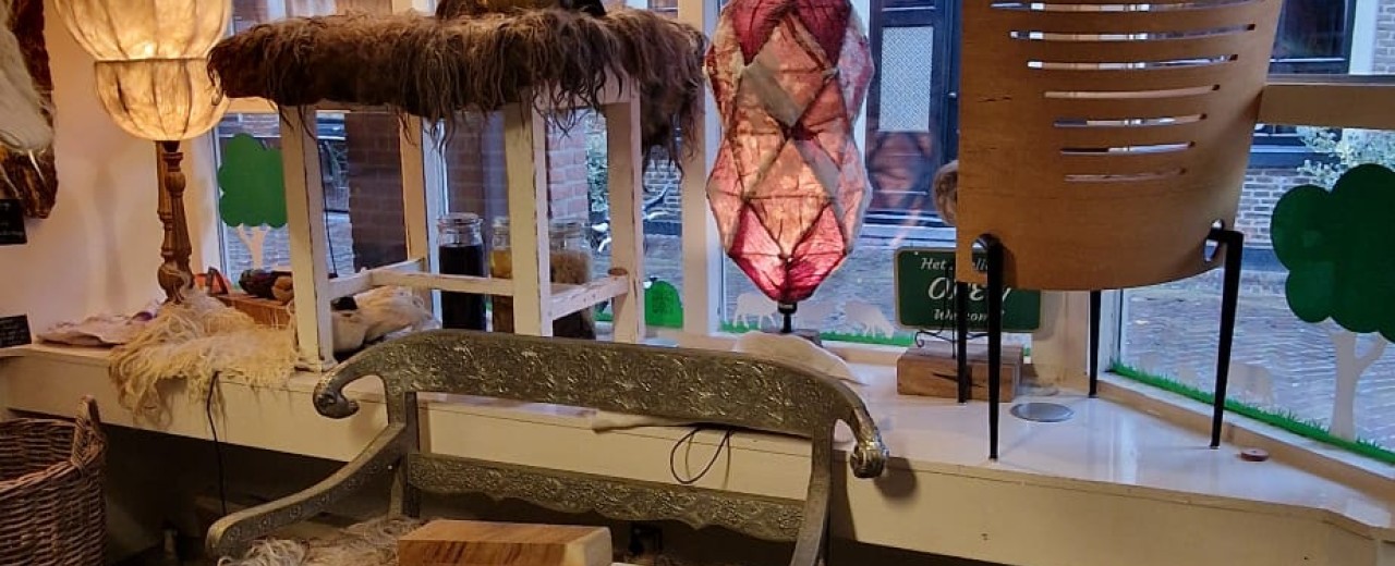 Kerstboom lamp geplaatst in de etalage